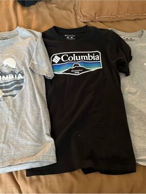 Columbia Gray Crewneck T-Shirt with Printed Logo